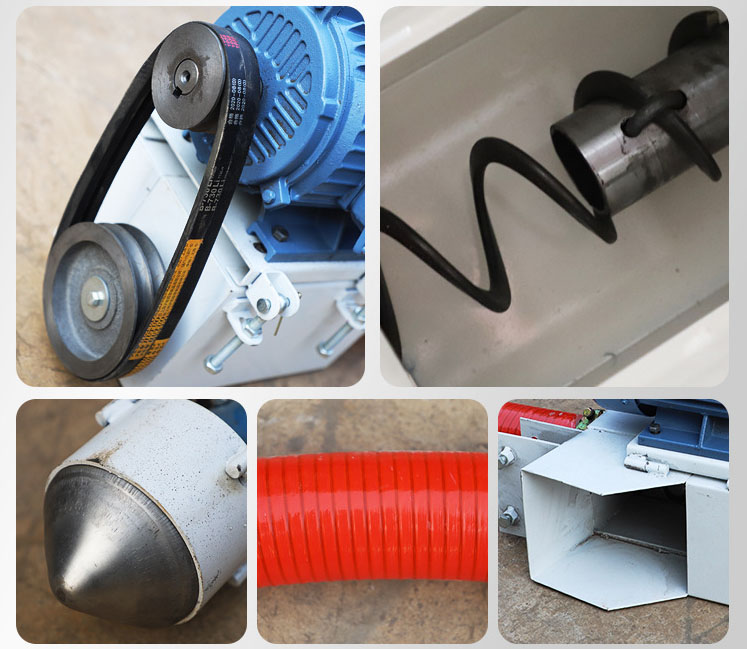 吸沙機(jī)器驅(qū)動裝置由：螺旋，進(jìn)料口，減速帶等